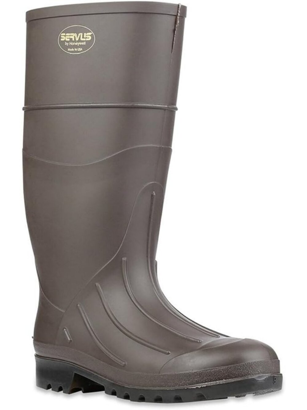 Men's 15" Soft Toe Work Boots - Durable PVC Polyblend, Waterproof, Brown